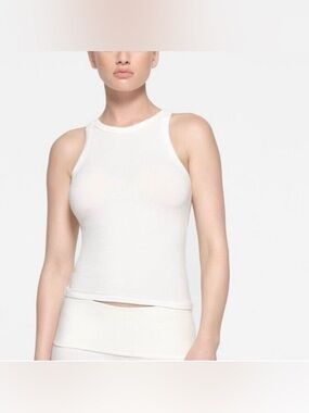 SKIMS Cotton Jersey High Neck Tank - Marble